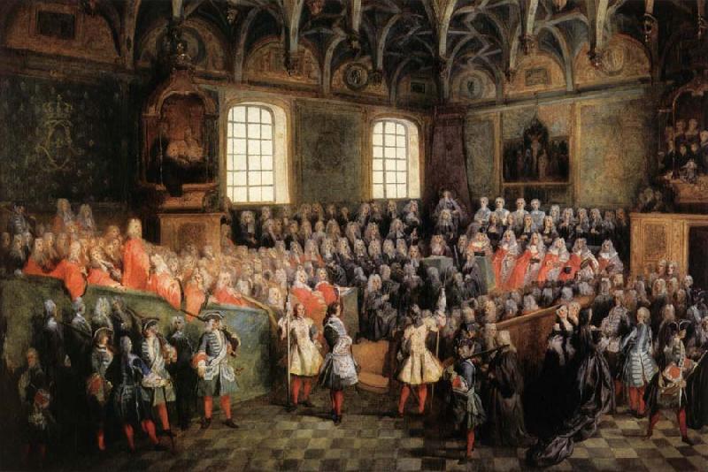 LANCRET, Nicolas Solemn Session of the Parliament for KingLouis XIV,February 22.1723 Sweden oil painting art
